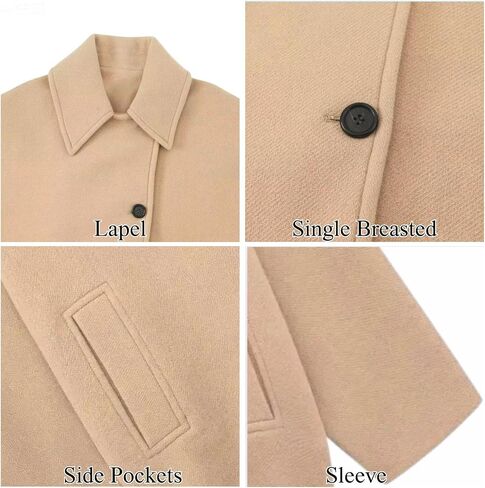 Womens Pea Coat Single Breasted Lapel Peacoat 2025 Fall Winter Trench Coat Oversized Jackets Casual Outerwear in Saudi Arabia