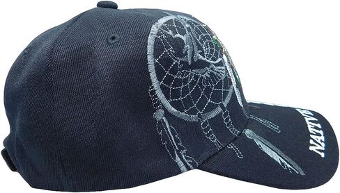 Native Pride Indian Dreamcatcher Dove Feathers Shadow Black 100% Polyester Adjustable Embroidered Baseball Cap Hat in Saudi Arabia