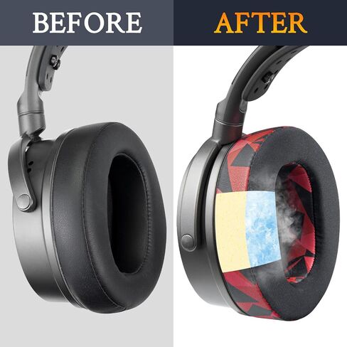 SOULWIT Cooling Gel Replacement Earpads for Audeze Maxwell Headphones, Ear Pads Cushions with Breathable Ice Silk Fabric, High-Density Noise Cancelling Foam - Black in Saudi Arabia
