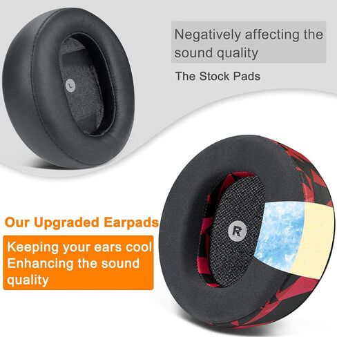 SOULWIT Cooling Gel Replacement Earpads for Audeze Maxwell Headphones, Ear Pads Cushions with Breathable Ice Silk Fabric, High-Density Noise Cancelling Foam - Black in Saudi Arabia