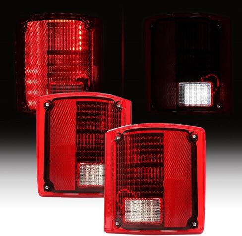 HECASA Tail Lights Compatible with 1975-1986 Chevy Chevrolet C10 Pair LED Rear Brake Lamps Taillights Sequential Passenger and Driver Side Red Lens Replacement for CTL7387LED-L CTL7387LED-R in Saudi Arabia