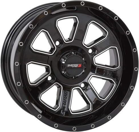Bundle - 9 Items: System 3 ST-4 Black 14" Wheels 28" Regulator Tires [4x110 Bolt Pattern 10mmx1.25 Lug Kit] in Saudi Arabia