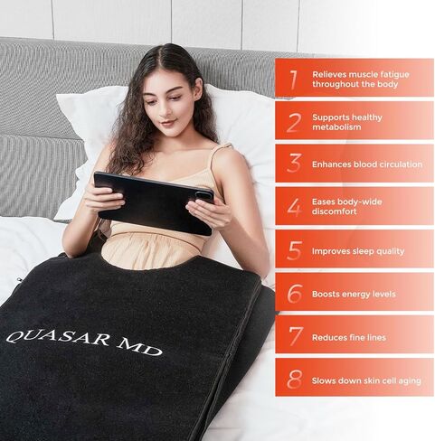 بساط العلاج بالضوء الأحمر لكامل الجسم من QuasarMD Home، 2052 قطعة 660 نانومتر أو 850 نانومتر من الخرز LED الاحترافي، مؤقت، نبض مزدوج التردد، لتخفيف الألم، تعزيز الطاقة، تحسين النوم، تعافي العضلات in Kuwait