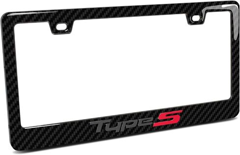 iPick Image for Acura Type-S Logo in 3D Gray Letters on Black Real 3K Carbon Fiber Finish ABS Plastic License Plate Frame in Saudi Arabia