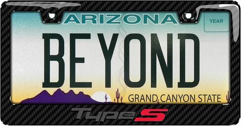 iPick Image for Acura Type-S Logo in 3D Gray Letters on Black Real 3K Carbon Fiber Finish ABS Plastic License Plate Frame in Saudi Arabia