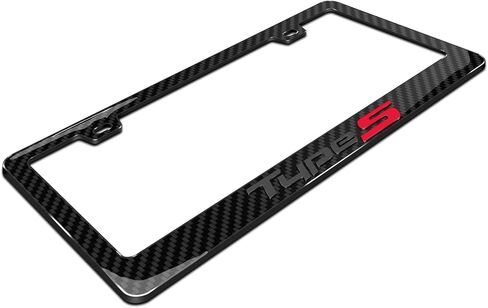 iPick Image for Acura Type-S Logo in 3D Gray Letters on Black Real 3K Carbon Fiber Finish ABS Plastic License Plate Frame in Saudi Arabia