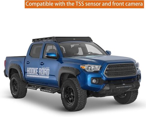 المصد الأمامي من Hooke Road Stubby لسيارة Toyota Tacoma 3rd Gen Pickup 2016-2023، مصد فولاذي بري مع شريط إضاءة LED، ودعامة لوحة الترخيص وحوامل على شكل حرف D in Saudi Arabia
