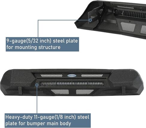 المصد الأمامي من Hooke Road Stubby لسيارة Toyota Tacoma 3rd Gen Pickup 2016-2023، مصد فولاذي بري مع شريط إضاءة LED، ودعامة لوحة الترخيص وحوامل على شكل حرف D in Saudi Arabia