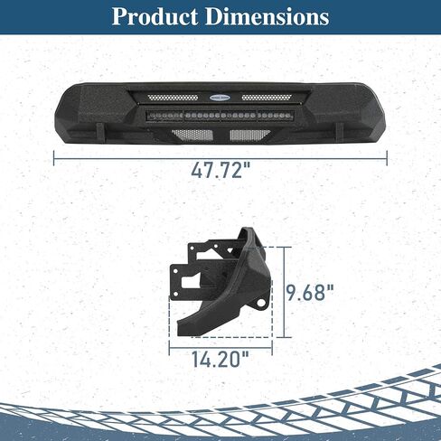 المصد الأمامي من Hooke Road Stubby لسيارة Toyota Tacoma 3rd Gen Pickup 2016-2023، مصد فولاذي بري مع شريط إضاءة LED، ودعامة لوحة الترخيص وحوامل على شكل حرف D in Saudi Arabia