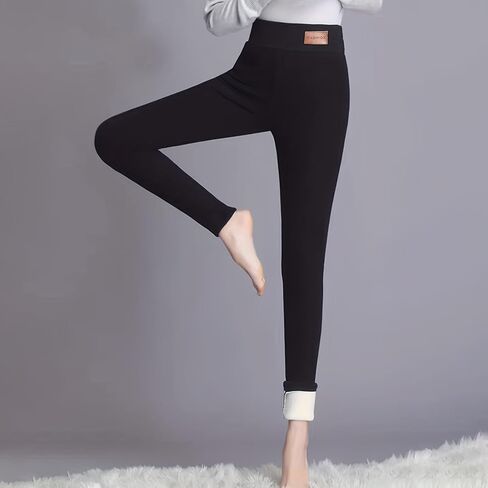 Women's Fleece Lined Leggings - High Waisted Tummy Control, Thermal Yoga Pants for Winter Workout in Saudi Arabia