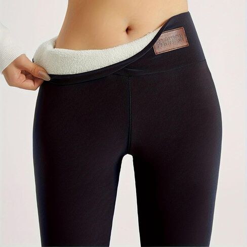 Women's Fleece Lined Leggings - High Waisted Tummy Control, Thermal Yoga Pants for Winter Workout in Saudi Arabia