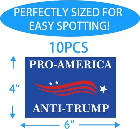 10 عبوات من ملصقات السيارات Pro America Anti Trump - ملصق من الفينيل مضاد لترامب للكمبيوتر المحمول وممتص للصدمات لنافذة السيارة مضاد للماء in Saudi Arabia