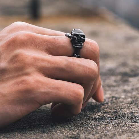 Men Rings 14K Gold/Black/Silver Plated Ghost Skeleton Ring For Women Chunky Finger Jewellery Size 7-14 in Saudi Arabia