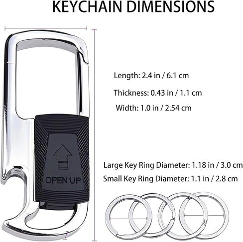 سلسلة مفاتيح مع 4 حلقات مفاتيح وفتاحة زجاجات - حامل مشبك حلقي لسلسلة مفاتيح متينة متعددة الوظائف لمفاتيح السيارة المنزلية in Kuwait
