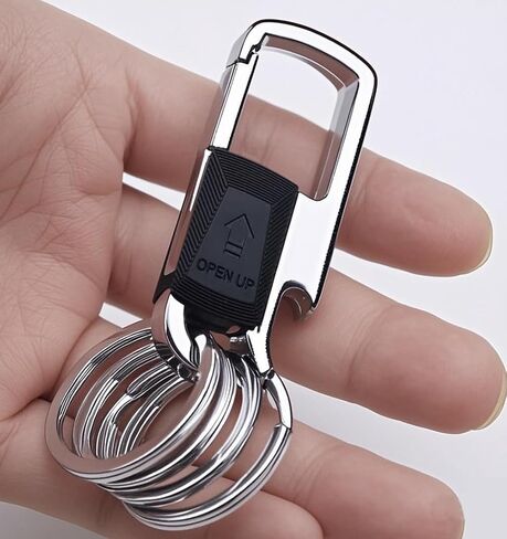 سلسلة مفاتيح مع 4 حلقات مفاتيح وفتاحة زجاجات - حامل مشبك حلقي لسلسلة مفاتيح متينة متعددة الوظائف لمفاتيح السيارة المنزلية in Kuwait