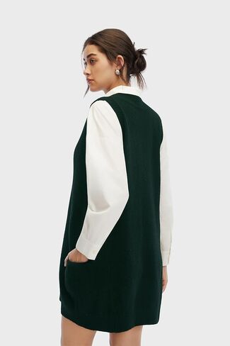 Womens Sweater Vest Dress with Pockets Casual Knitted Pullover Sweaters Fall 2025 V Neck Tank Sweater Dress in Kuwait