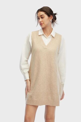Womens Sweater Vest Dress with Pockets Casual Knitted Pullover Sweaters Fall 2025 V Neck Tank Sweater Dress in Kuwait