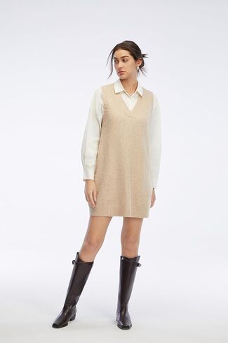 Womens Sweater Vest Dress with Pockets Casual Knitted Pullover Sweaters Fall 2025 V Neck Tank Sweater Dress in Kuwait