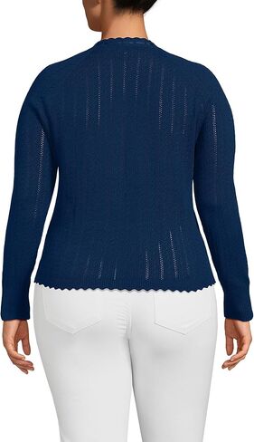 سترة صوفية نسائية من القطن بحواف من الساتان من Lands' End in Kuwait