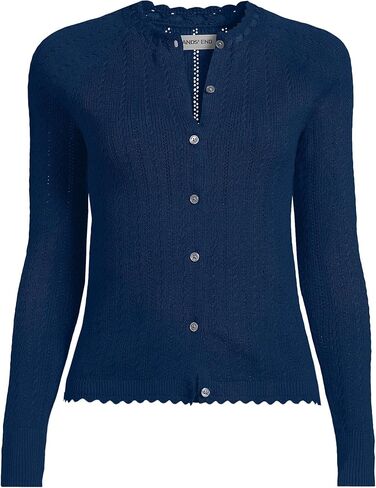 سترة صوفية نسائية من القطن بحواف من الساتان من Lands' End in Kuwait