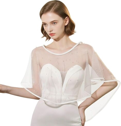 White Lace Shawl Wraps For Women Formal, Bolero Shrugs Shoulder Cover For Evening Dresses Formal, Wedding Bridal Cape Lace Cover Up in Kuwait