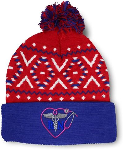 Speedy Pros Pom Pom Beanies for Women Rn Nurse Medicine Health Embroidery Skull Cap Winter Hats for Men One Size in Saudi Arabia