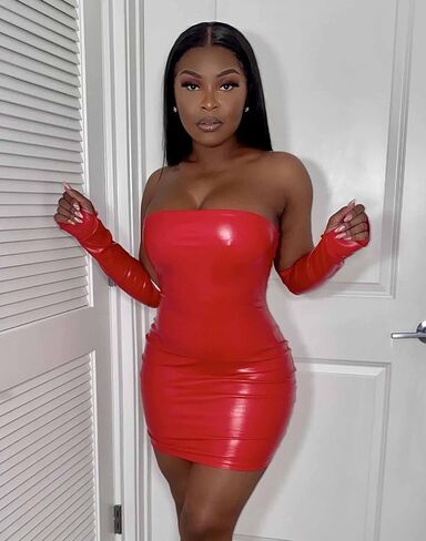 HLSIN Women Sexy Strapless Tube Top Mini Bodycon Dress with Arm Sleeve Party in Kuwait