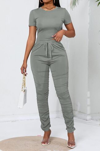 Women's 2 Piece Outfits Jogging Lounge Wear Bodycon Workout Sets in Saudi Arabia