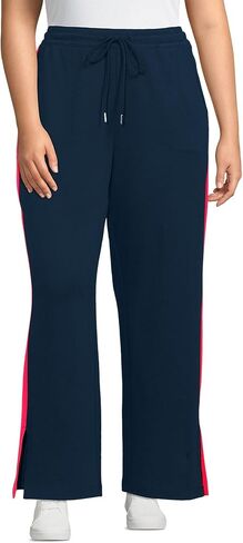 Lands' End Women's Knit High Rise Relaxed Straight Leg Side Stripe Pants in Saudi Arabia