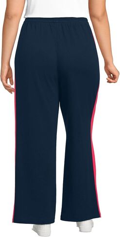 Lands' End Women's Knit High Rise Relaxed Straight Leg Side Stripe Pants in Saudi Arabia