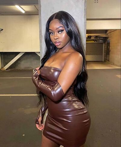 HLSIN Women Sexy Strapless Tube Top Mini Bodycon Dress with Arm Sleeve Party in Kuwait