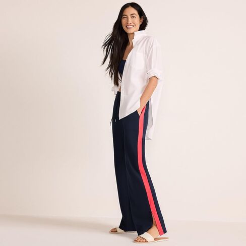 Lands' End Women's Knit High Rise Relaxed Straight Leg Side Stripe Pants in Saudi Arabia