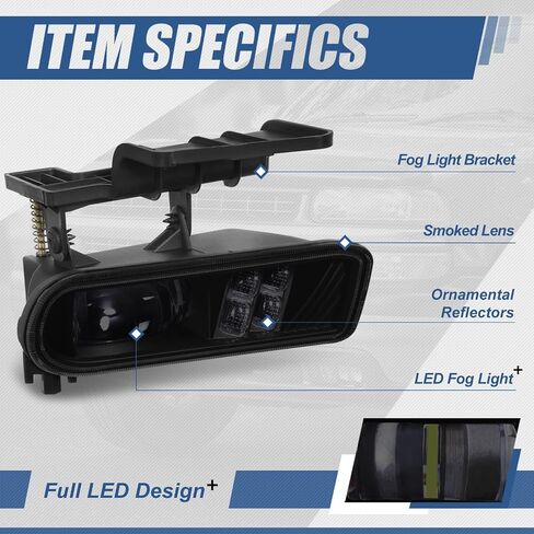 Auto Dynasty Full LED Fog lights Compatible with 1999-2006 Chevy Silverado Suburban Tahoe 1500 2500 3500, Fog Lights Lamps with Bracket, Driver and Passenger Side, Smoked Lens in Saudi Arabia