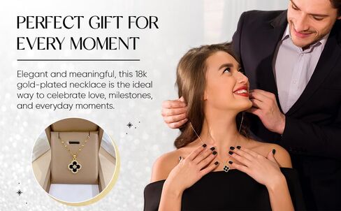 Gold Tone Necklace with Black Enamel Pendant, Crystals Four leaf Clove Charm in Saudi Arabia