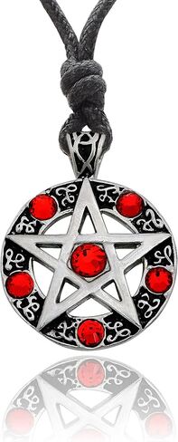 Vietguild Red Pentagram Silver Pewter Charm Necklace Pendant Jewelry in Saudi Arabia