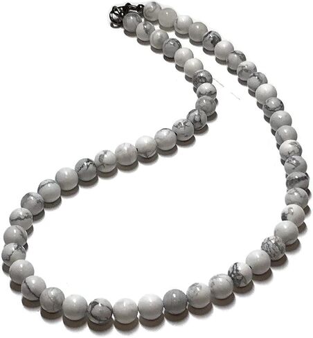 White Beaded Choker Necklace for Men Handmade Jewelry Howlite Natural Stone Men's Necklace Gift for Men - 19 inches length in Saudi Arabia