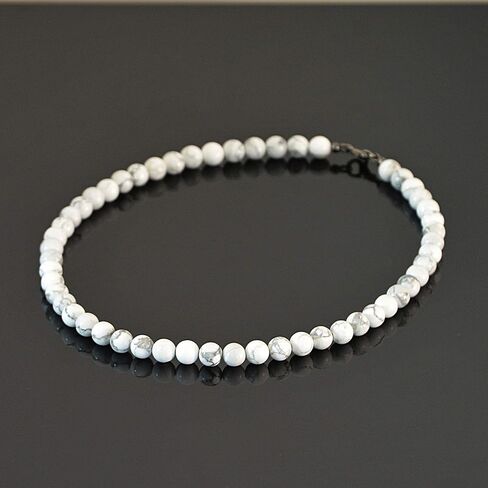 White Beaded Choker Necklace for Men Handmade Jewelry Howlite Natural Stone Men's Necklace Gift for Men - 19 inches length in Saudi Arabia