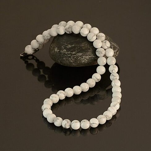 White Beaded Choker Necklace for Men Handmade Jewelry Howlite Natural Stone Men's Necklace Gift for Men - 19 inches length in Saudi Arabia