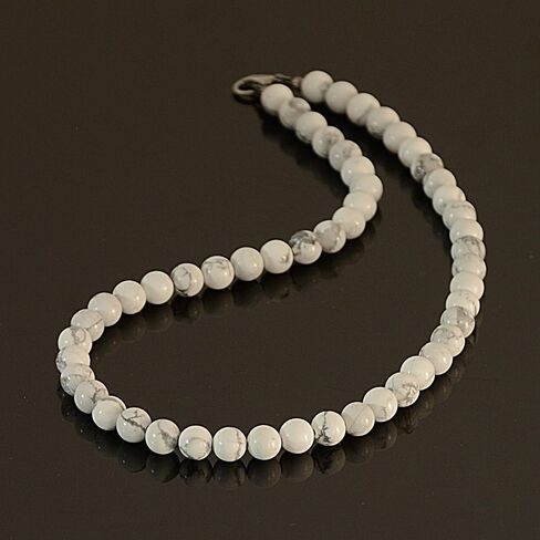 White Beaded Choker Necklace for Men Handmade Jewelry Howlite Natural Stone Men's Necklace Gift for Men - 19 inches length in Saudi Arabia