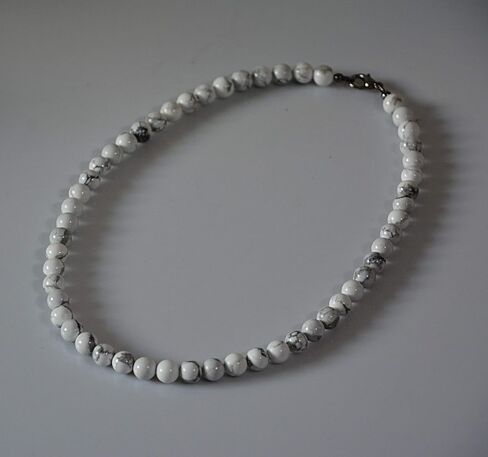 White Beaded Choker Necklace for Men Handmade Jewelry Howlite Natural Stone Men's Necklace Gift for Men - 19 inches length in Saudi Arabia