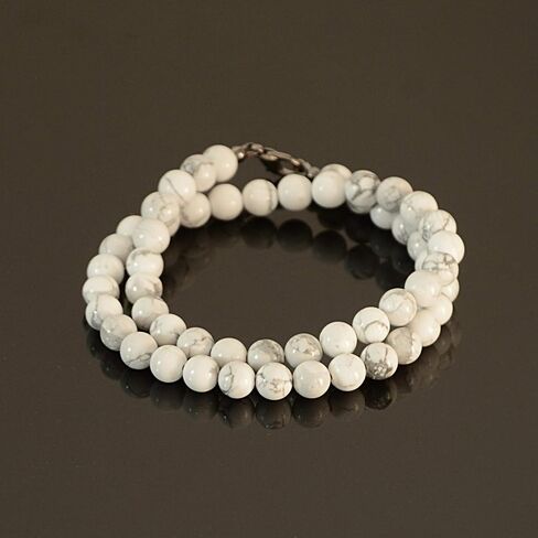White Beaded Choker Necklace for Men Handmade Jewelry Howlite Natural Stone Men's Necklace Gift for Men - 19 inches length in Saudi Arabia