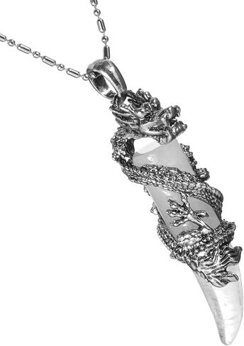 SUNYIK Metal Dragon Wrapped Crystal Point Pendant Necklace for Women Men Polished Stone Amulet Pendant with Chain 22.8" in Saudi Arabia