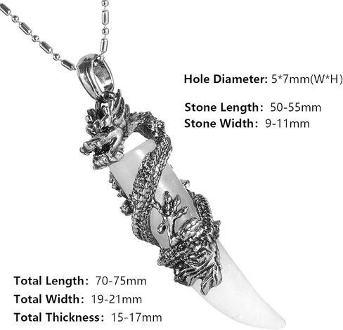 SUNYIK Metal Dragon Wrapped Crystal Point Pendant Necklace for Women Men Polished Stone Amulet Pendant with Chain 22.8" in Saudi Arabia