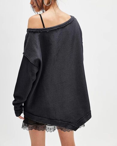 Locachy Women's Oversized Off The Shoulder Sweatshirt Long Sleeve Slouchy Shirt Pullover Tops in Saudi Arabia
