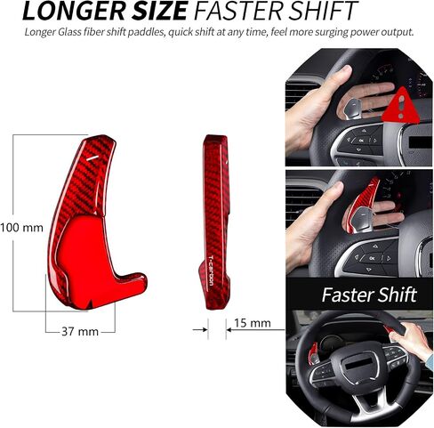 T-carbon Steering Wheel Shifter Paddle Extensions Compatible with Dodge Durango Charger Challenger Hell Cat Version;Fits Chrysler and Fits Jeep Grand Cherokee SRT Style;Real Carbon Fiber Accessories in Saudi Arabia