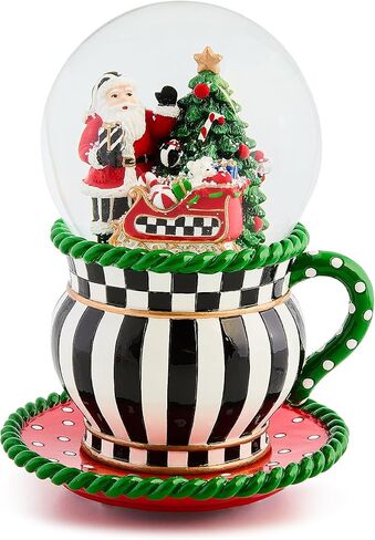 MACKENZIE-CHILDS Christmas Snow Globe وصندوق الموسيقى، زينة عيد الميلاد الموسيقية الفريدة من نوعها، دب مجامل in Kuwait