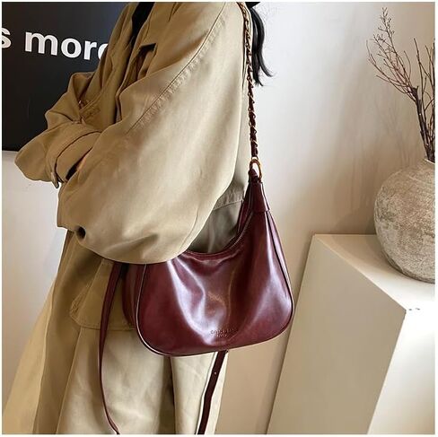 Small Hobo Bags for Women Retro Crescent Shoulder Purse Soft Crossbody Handbag in Saudi Arabia