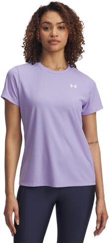 Under Under Armor Womar's Tech Ribbed Sleeve Crew ، (001) أسود / / أبيض ، متوسط in Kuwait