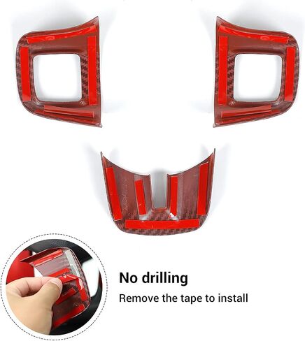 CheroCar for Dodge Challenger Steering Wheel Cover Trim Kits Panel Interior Decoration for 2009-2014 Dodge Challenger Charger Durango Dart,for Dodge Journey 2013-2025(Red) in Saudi Arabia