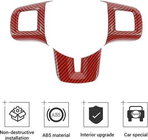 CheroCar for Dodge Challenger Steering Wheel Cover Trim Kits Panel Interior Decoration for 2009-2014 Dodge Challenger Charger Durango Dart,for Dodge Journey 2013-2025(Red) in Saudi Arabia